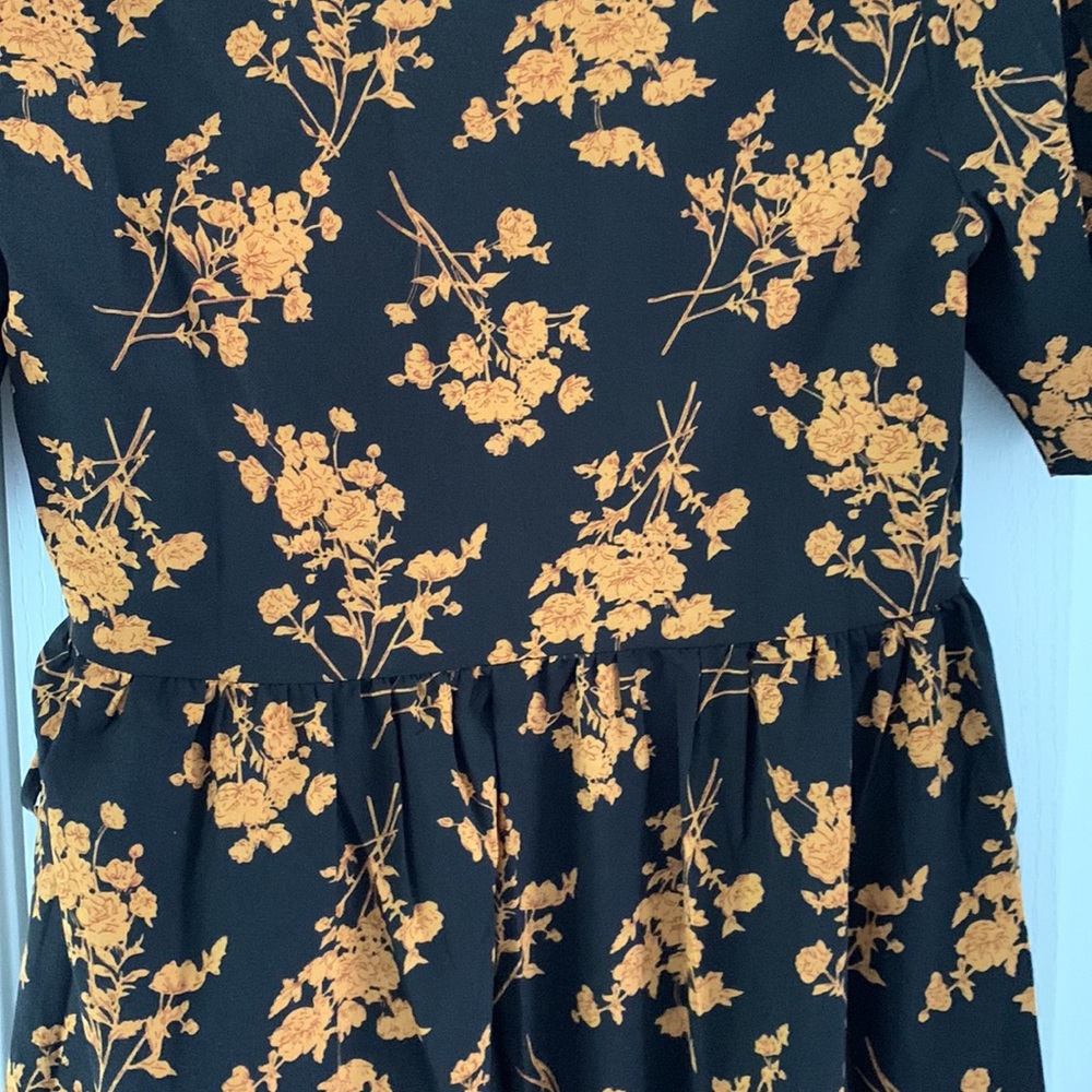 Shein wrap maxi floral dress black tan fall bump friendly maternity - Picture 9 of 13